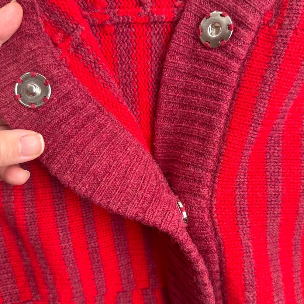 Marc Jacobs Red Striped Cardigan Lambswool Fitted Scandi Chic Button Front M - Picture 7 of 9